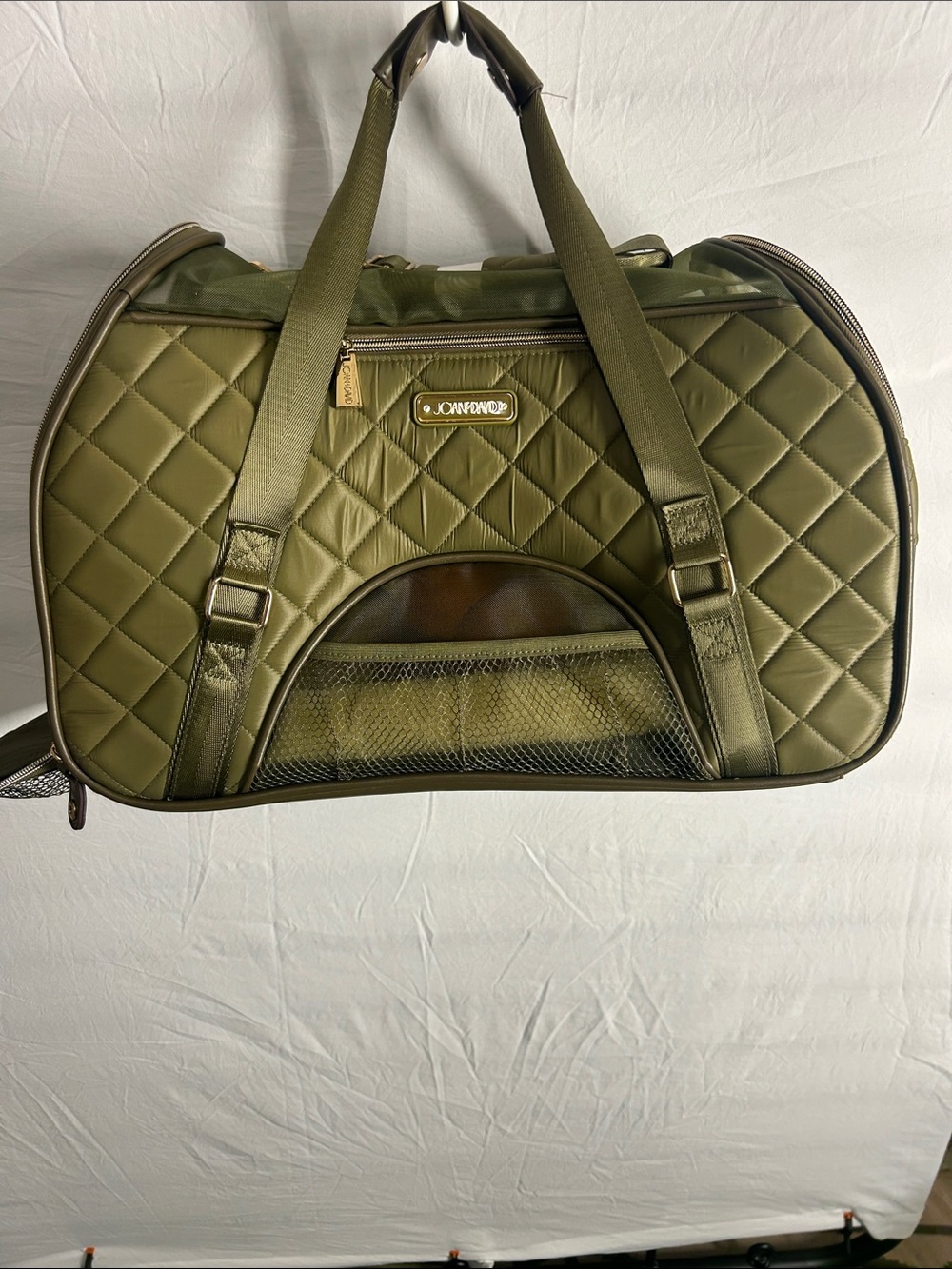 Joan & David Olive Quilted Travel Pet Carrier